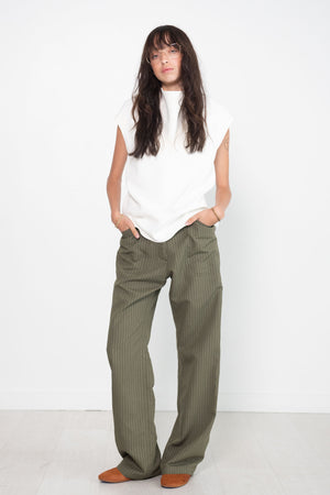 Zero + Maria Cornejo - Eda Pant, Duo Pinstripe Olive