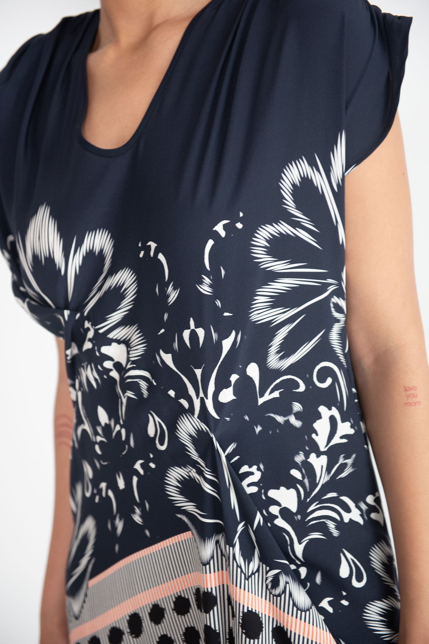 Zero + Maria Cornejo - Long Ruched Fold Dress, Ink Jet Multi