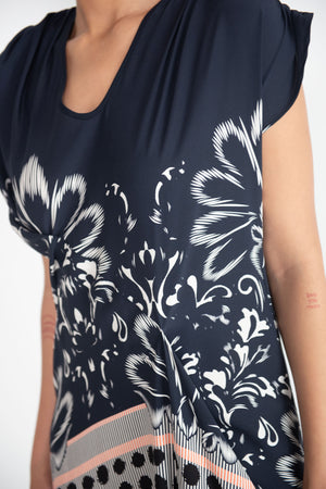 Zero + Maria Cornejo - Long Ruched Fold Dress, Ink Jet Multi