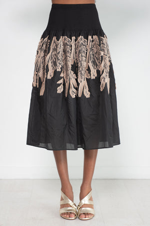 Zero + Maria Cornejo - Teva Skirt - Field Smocked Toile, Black & Natural