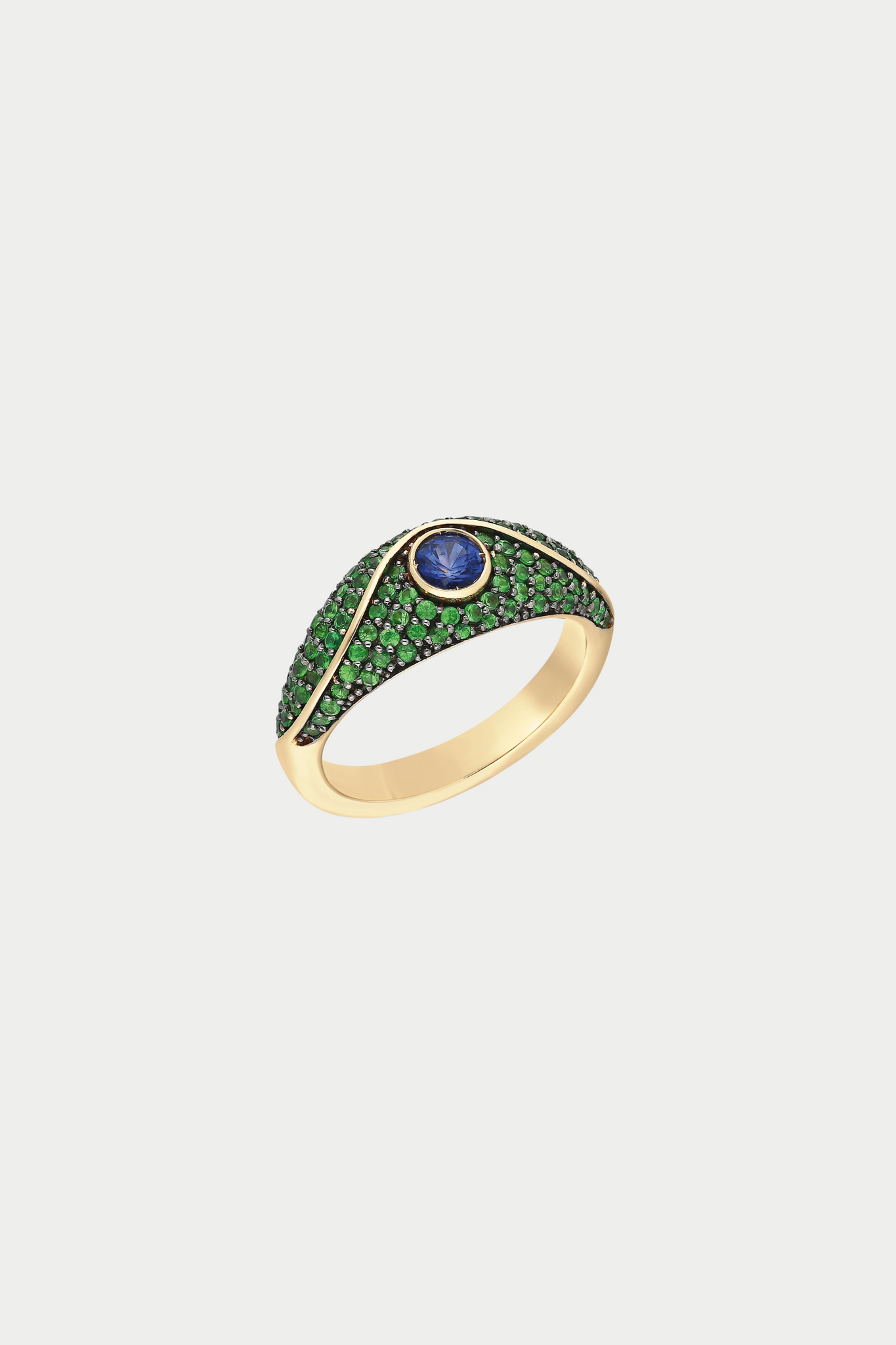 Ita - “Acu” Pavé Pinky Ring, Tsavorites & Blue Sapphire