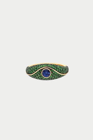 Ita - “Acu” Pavé Pinky Ring, Tsavorites & Blue Sapphire