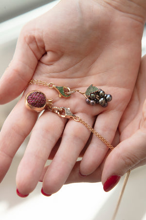 JOANNA DAHDAH - BROWN DIAMOND HOOK NECKLACE, pink and brown