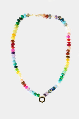 Rainbow Bead Foundation Necklace, Yellow Gold