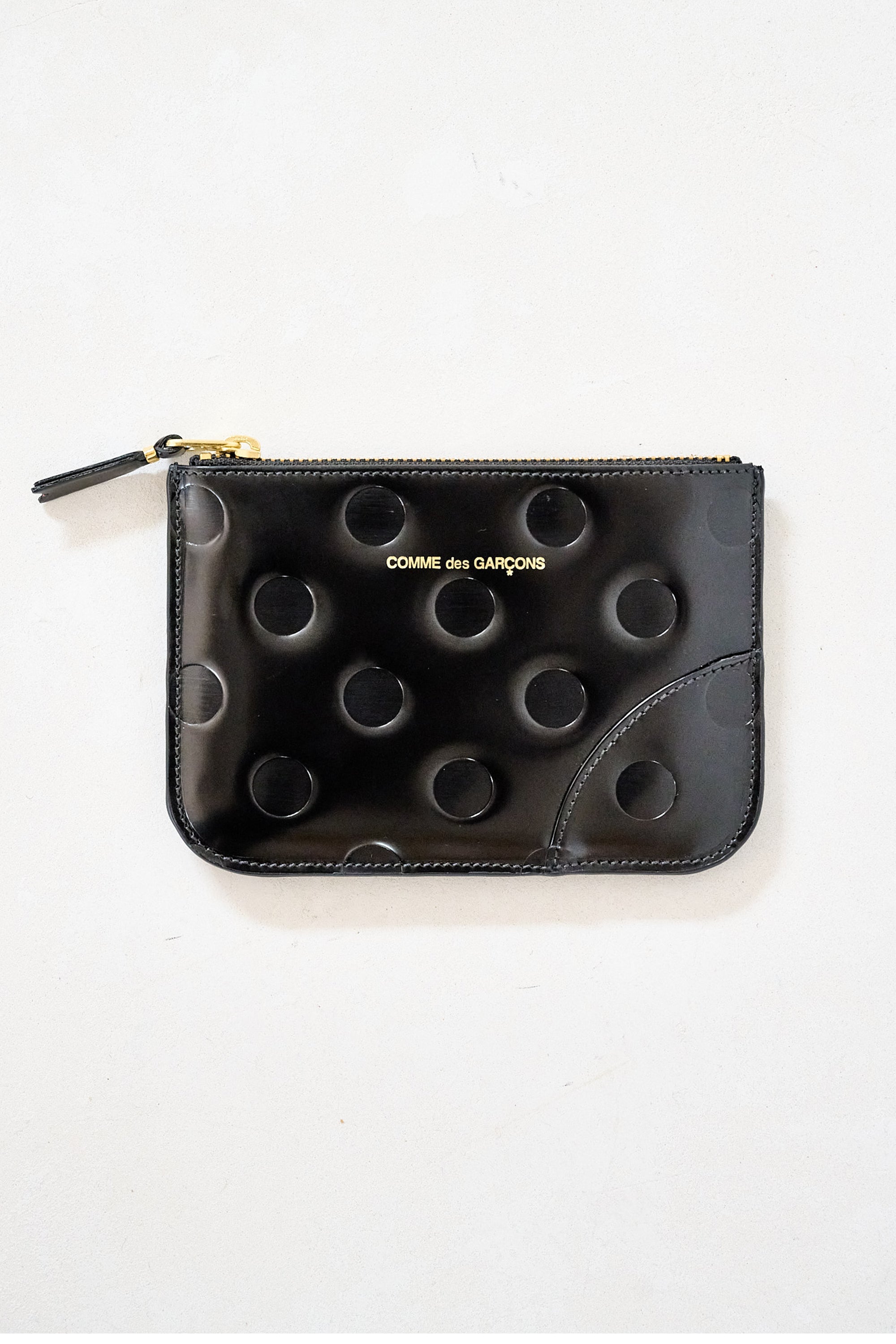 Comme des Garçons - DOTS EMBOSSED LEATHER POUCH, black