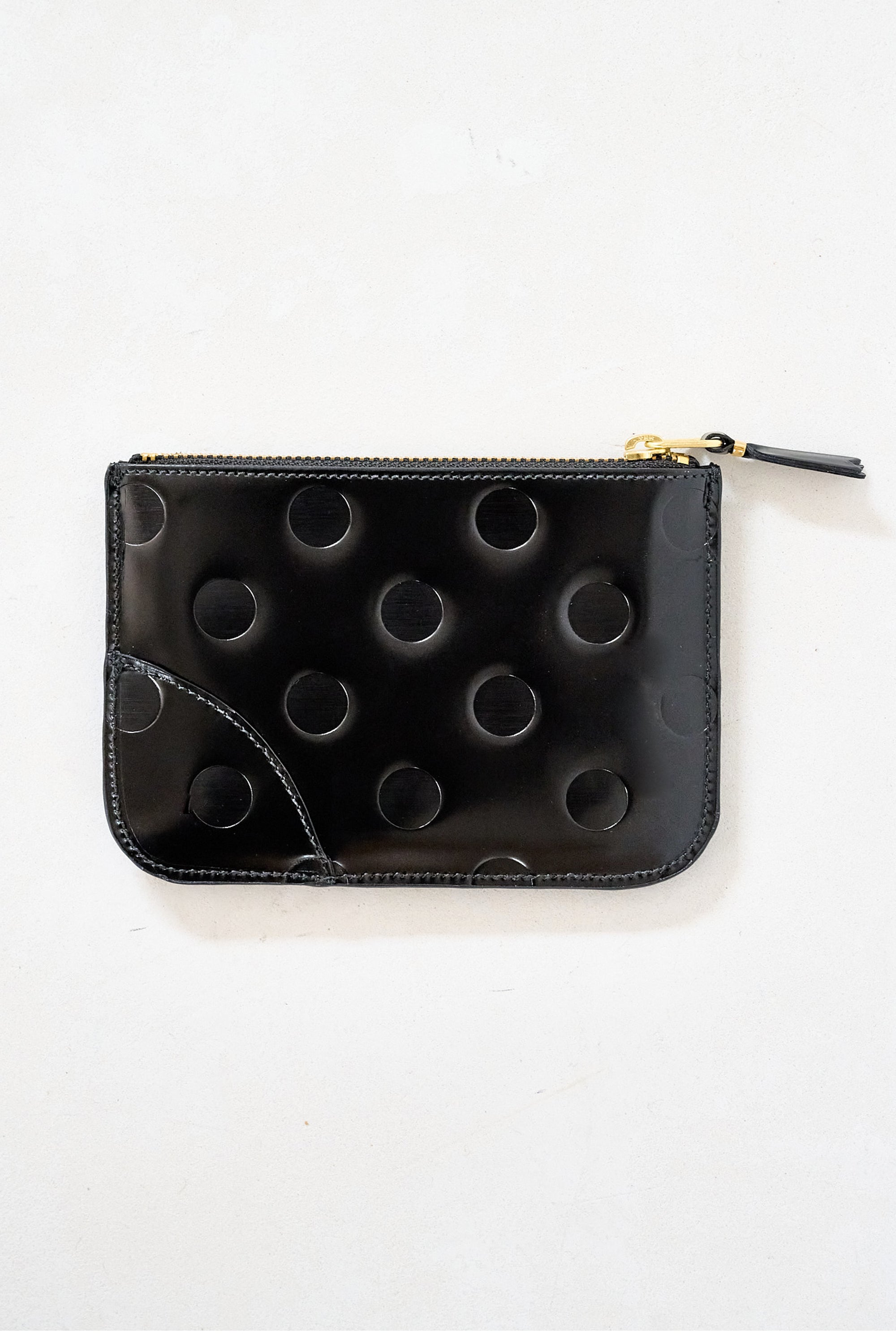 Comme des Garçons - DOTS EMBOSSED LEATHER POUCH, black