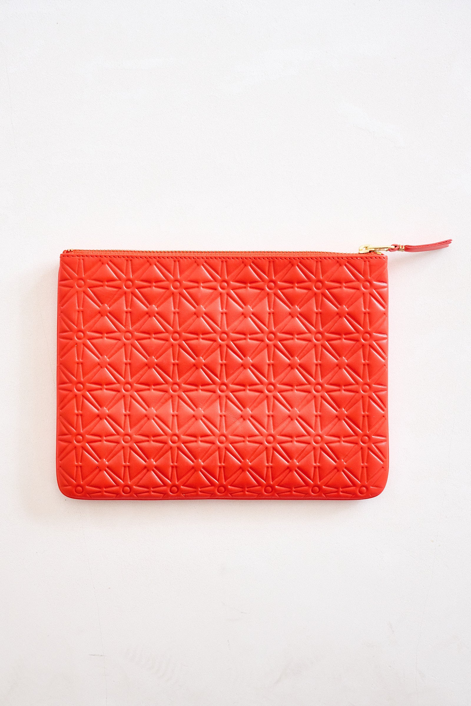 Comme des Garçons - embossed leather zip pouch , orange