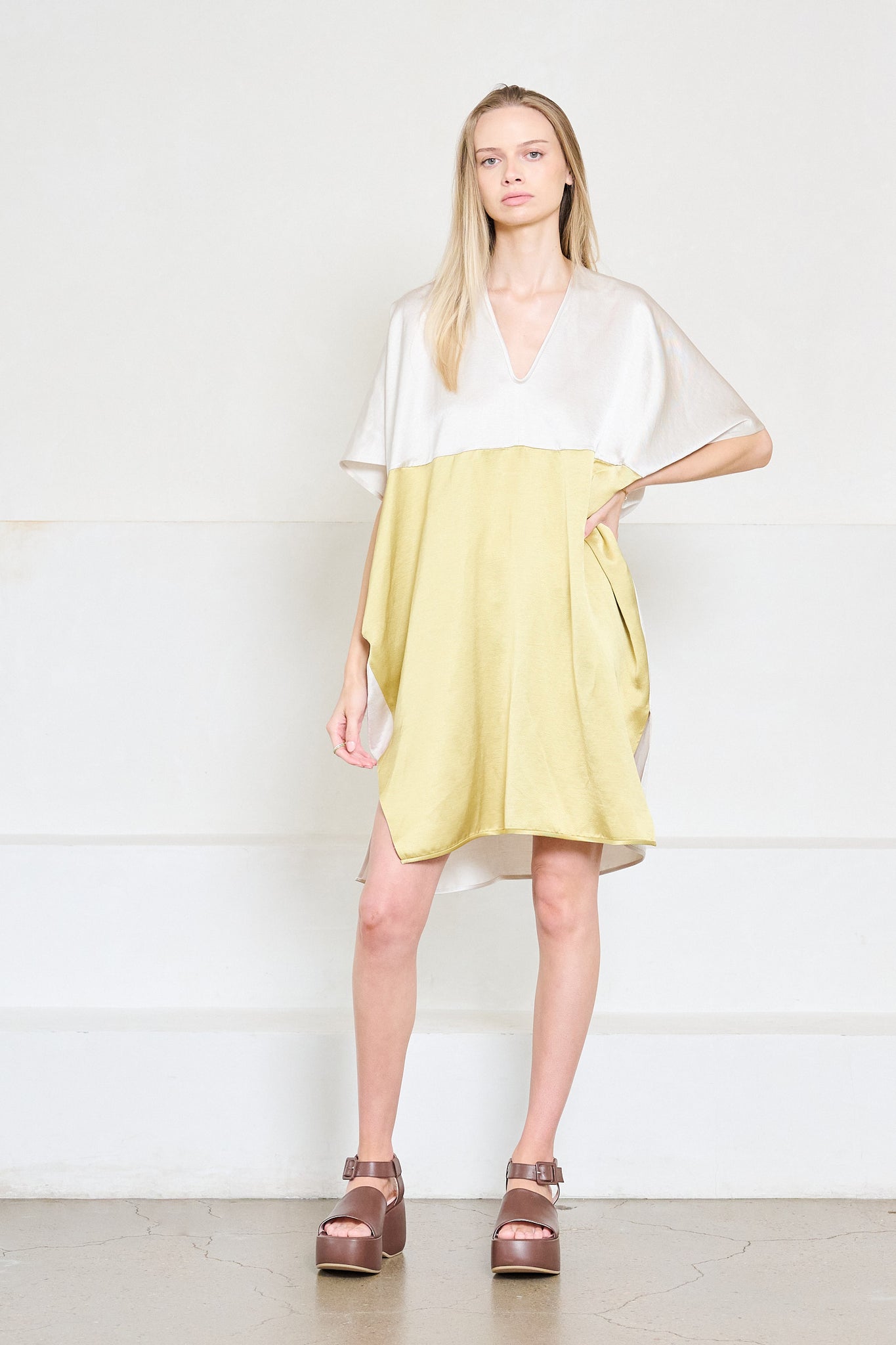 Zero + Maria Cornejo - Elie Dress, Chalk & Lemon