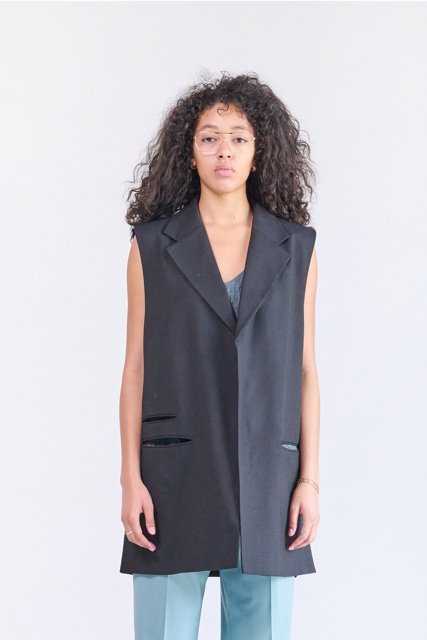 GAUCHERE - Sleeveless Jacket, Black