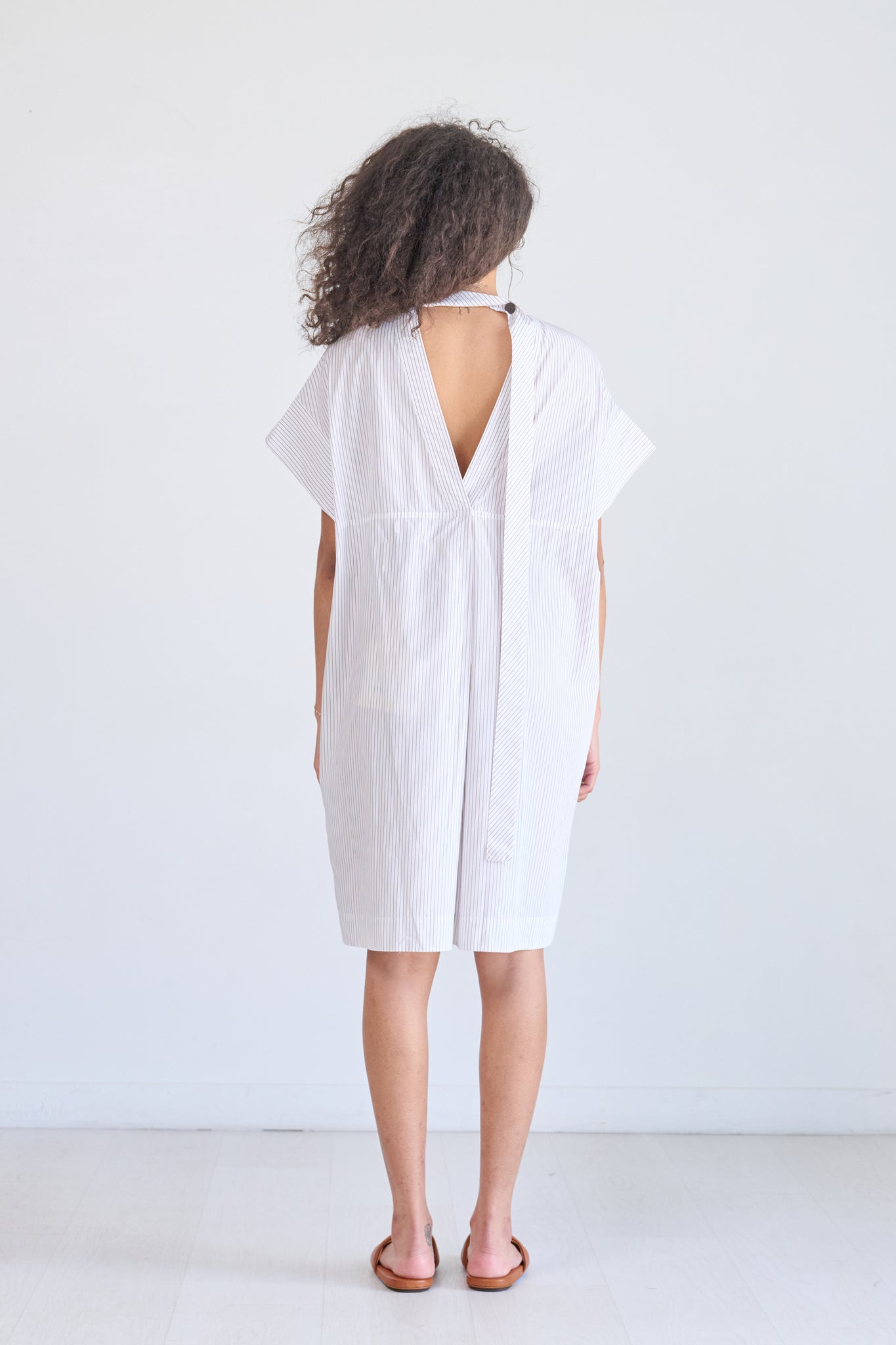 Studio Nicholson - Tepic Dress, Chestnut Fine Stripe