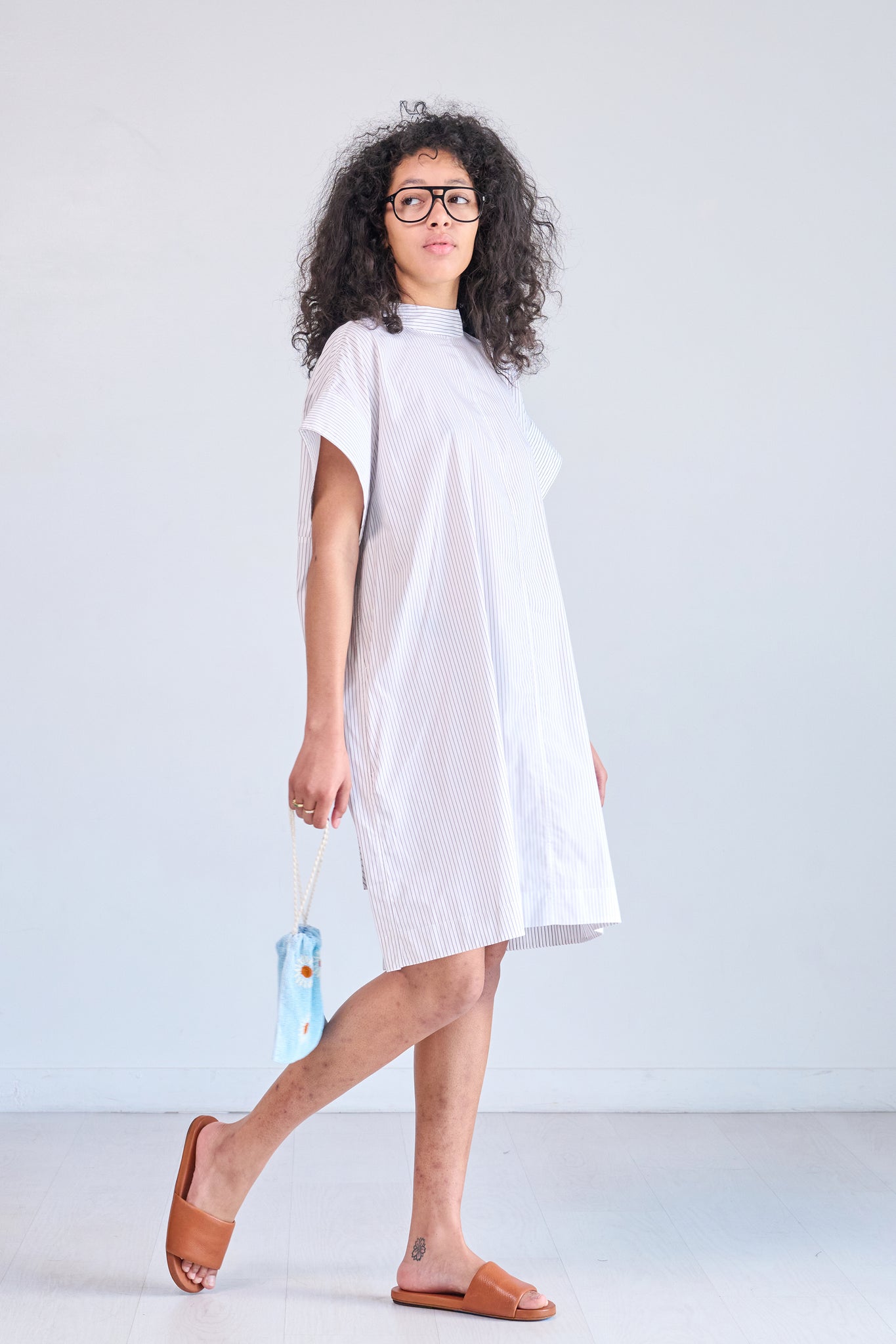 Studio Nicholson - Tepic Dress, Chestnut Fine Stripe