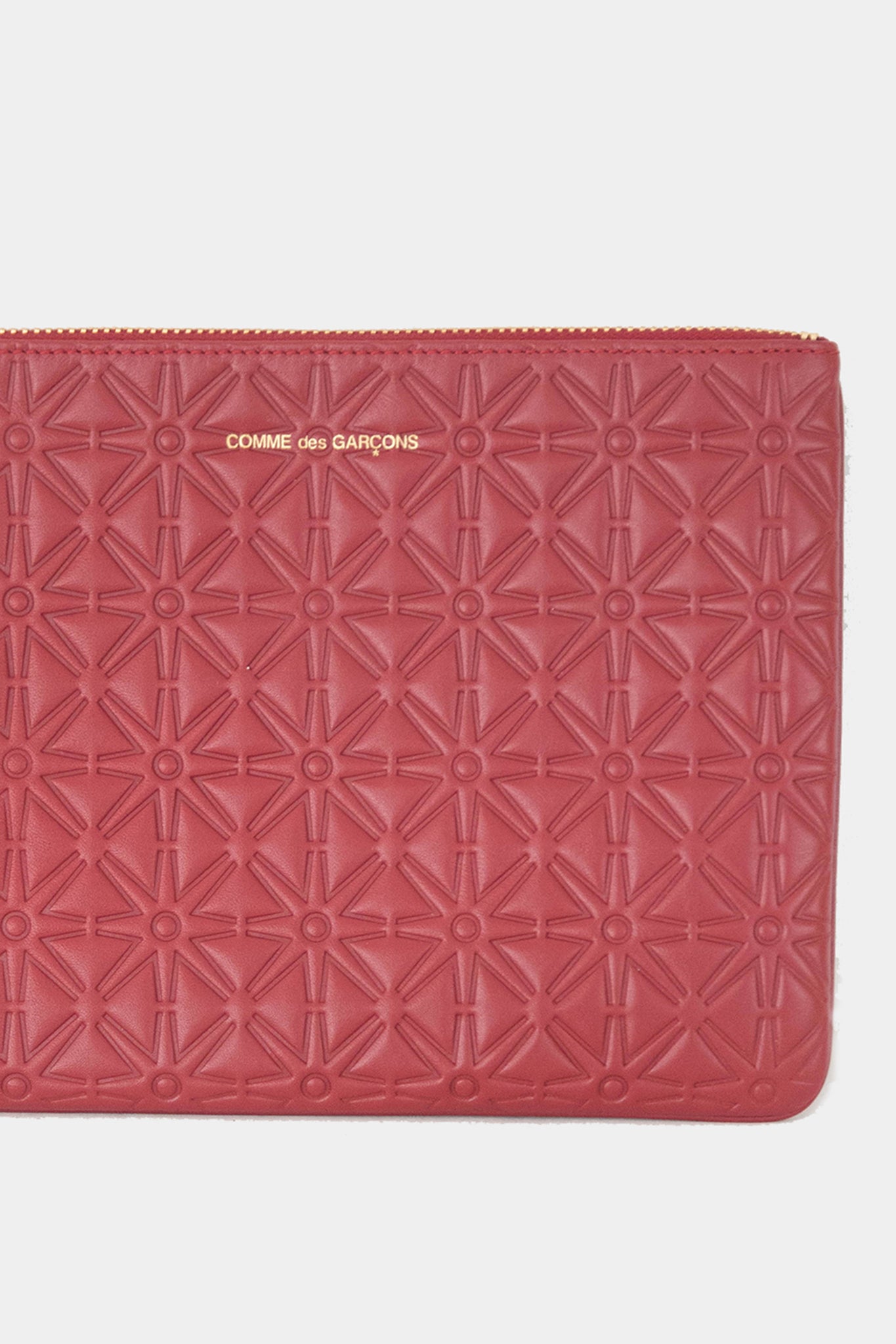 Comme des Garçons - EMBOSSED LEATHER ZIP POUCH, RED