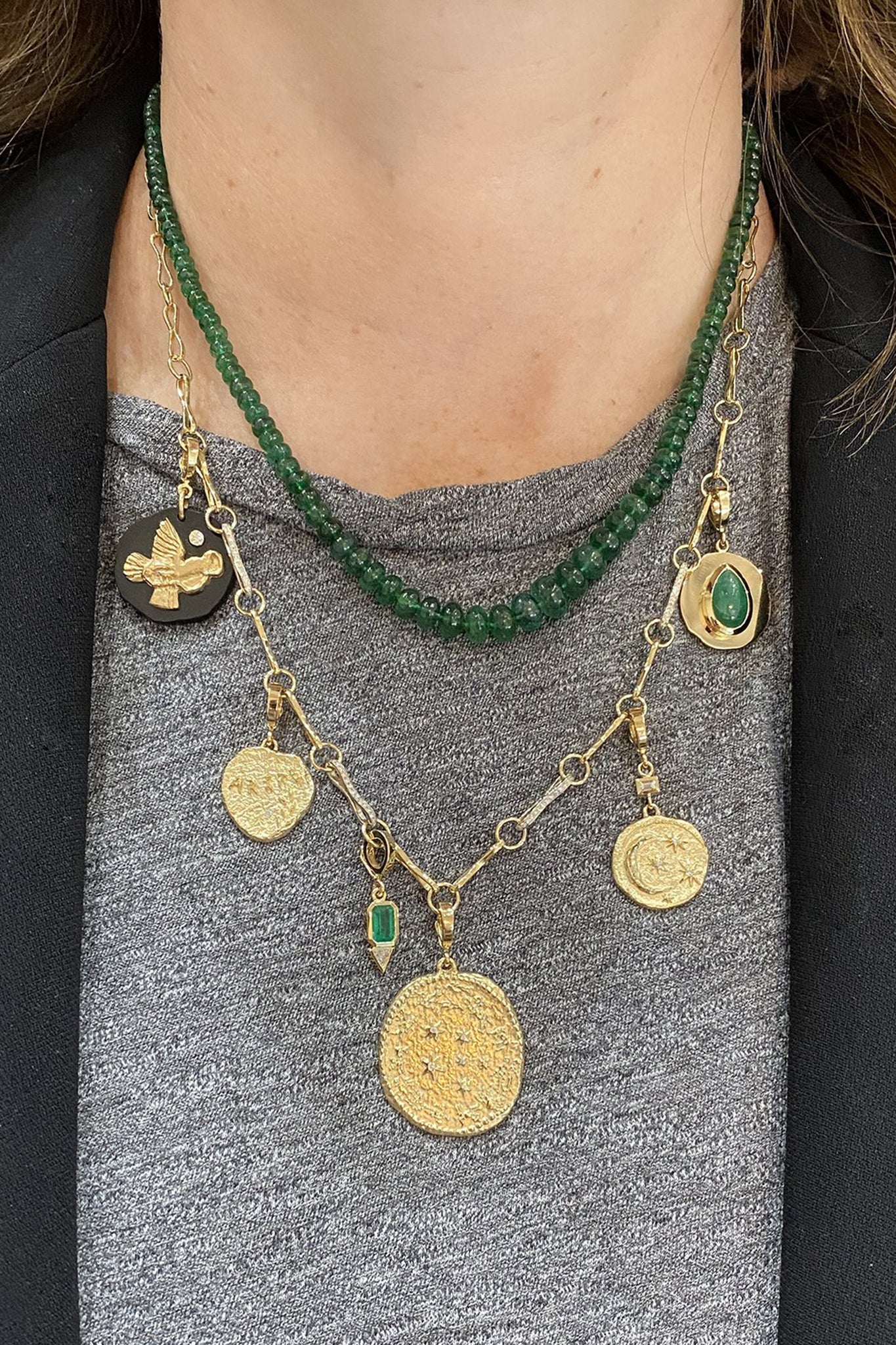 AZLEE - rich emerald bead necklace