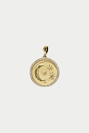 Cosmic Pave Large Diamond Coin, Yellow Gold