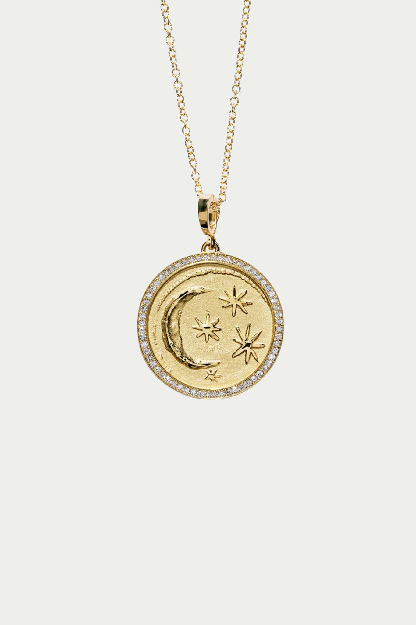 Cosmic Pave Large Diamond Coin, Yellow Gold