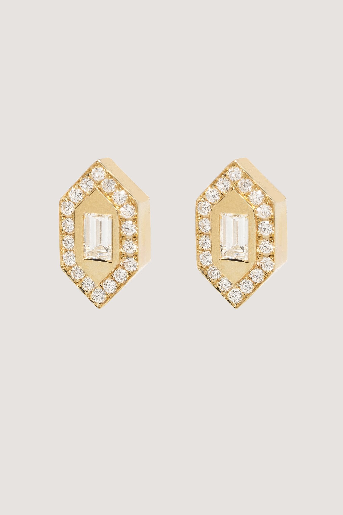 Azlee - N/S Diamond Stud Earrings, Gold