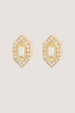 Azlee - N/S Diamond Stud Earrings, Gold