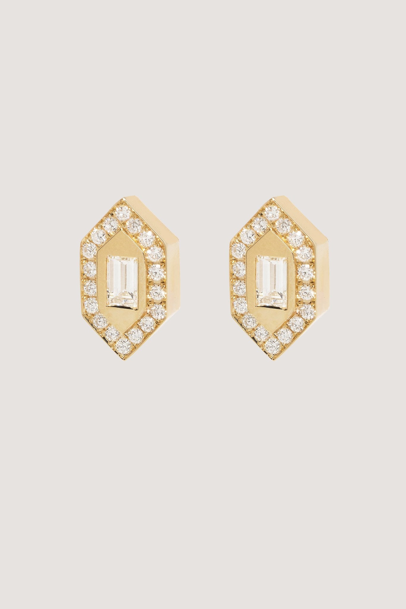 Azlee - N/S Diamond Stud Earrings, Gold