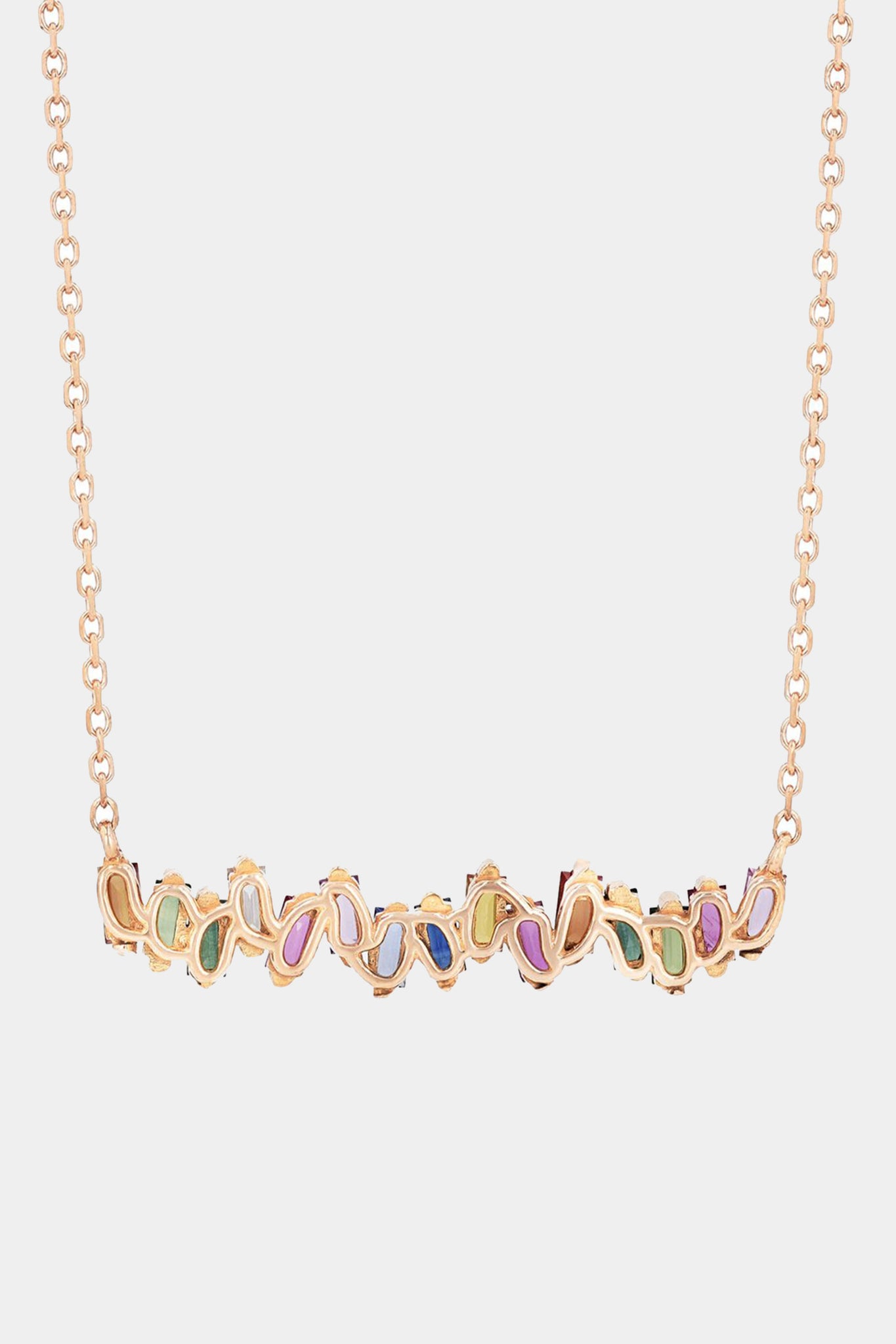 SUZANNE KALAN - RAINBOW SAPPHIRE BAR NECKLACE, 18k rose gold