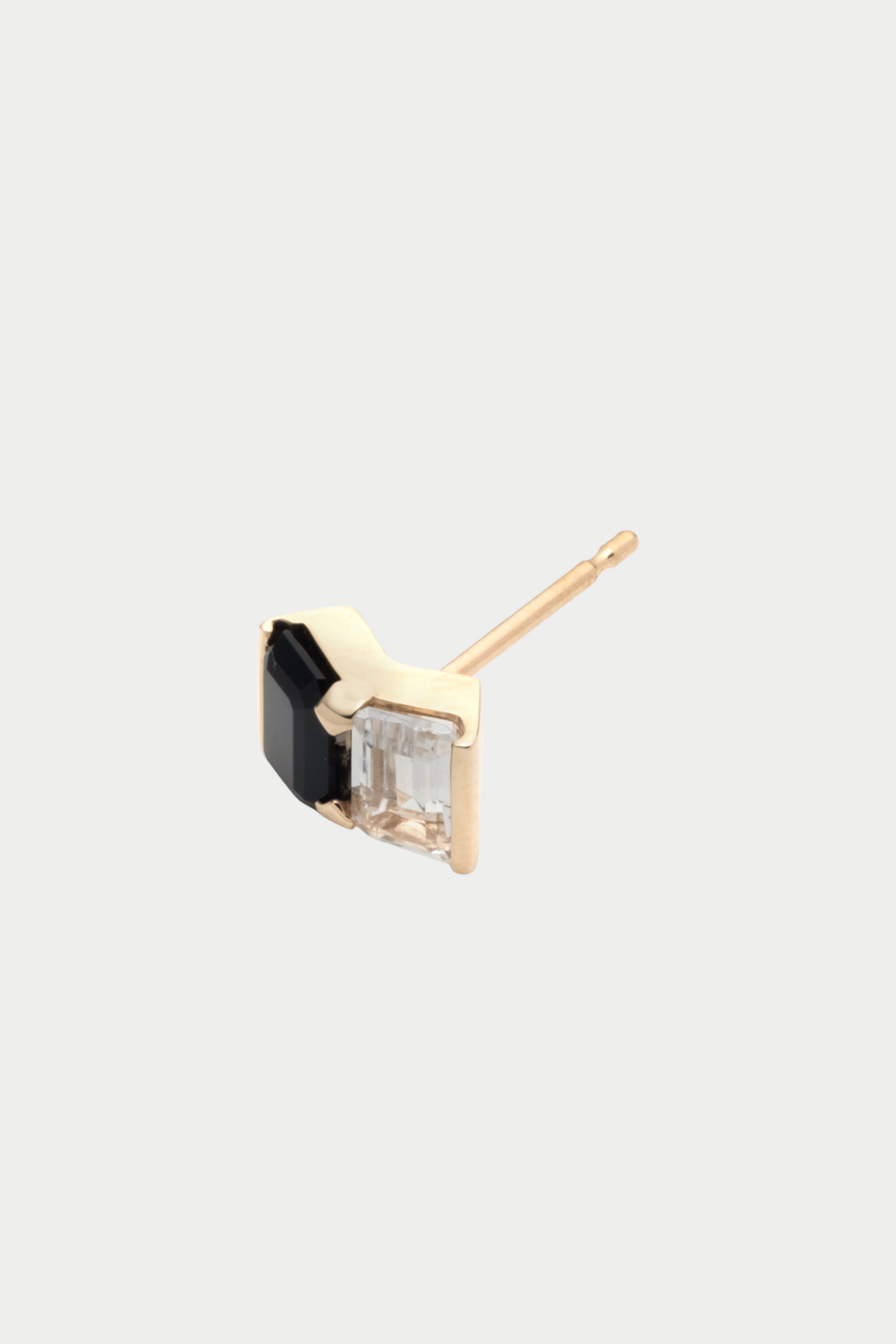Bird of Paradise Stud Earring, Onyx and White Topaz