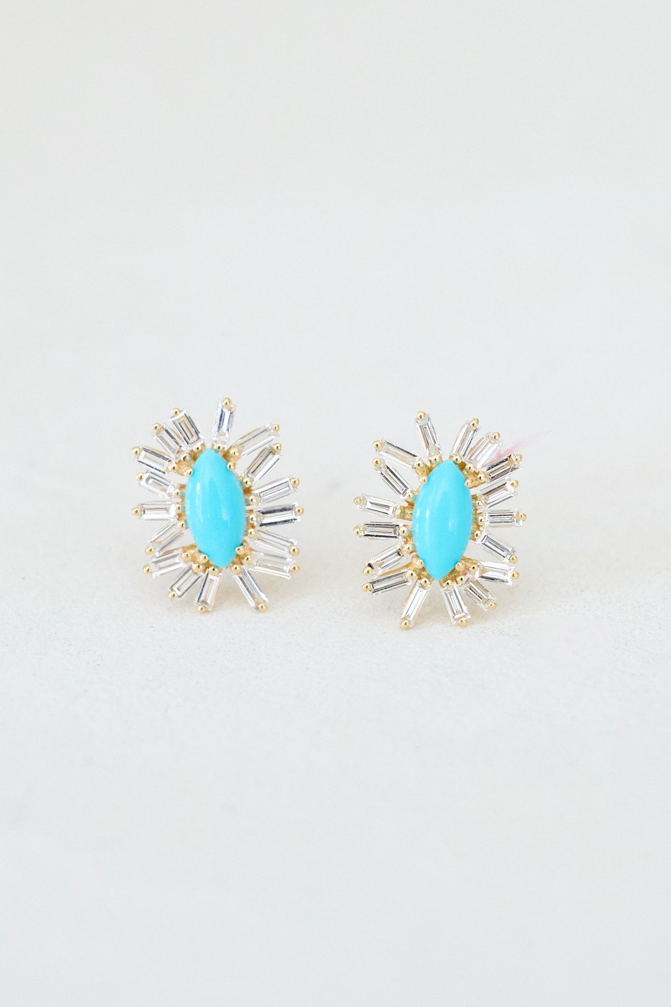 SUZANNE KALAN - 18K YELLOW GOLD EVIL EYE POST EARRINGS, TURQUOISE