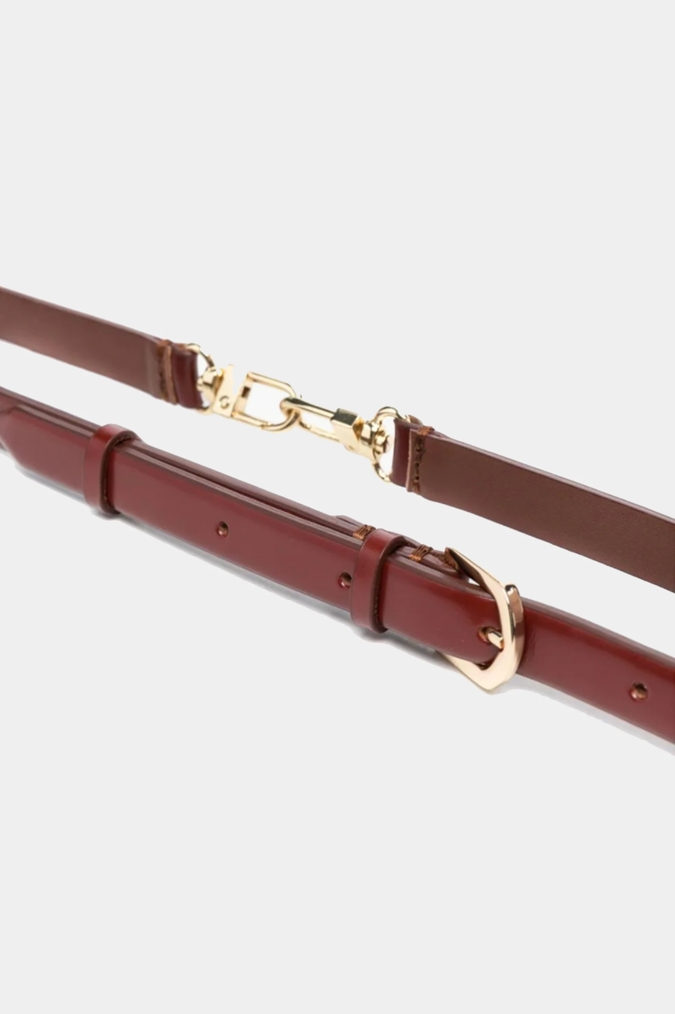 Double Clasp Leather Belt, Cognac