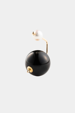 HIROTAKA - Bumble BEE PEARL + ONYX BACK EARring, gold