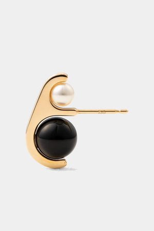 HIROTAKA - BELUGA PEARL ONYX PEARL EARRING, ONYX