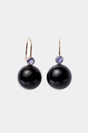Lizzie Fortunato Fine - Comet Earrings in Tanzanite & Black Agate, black