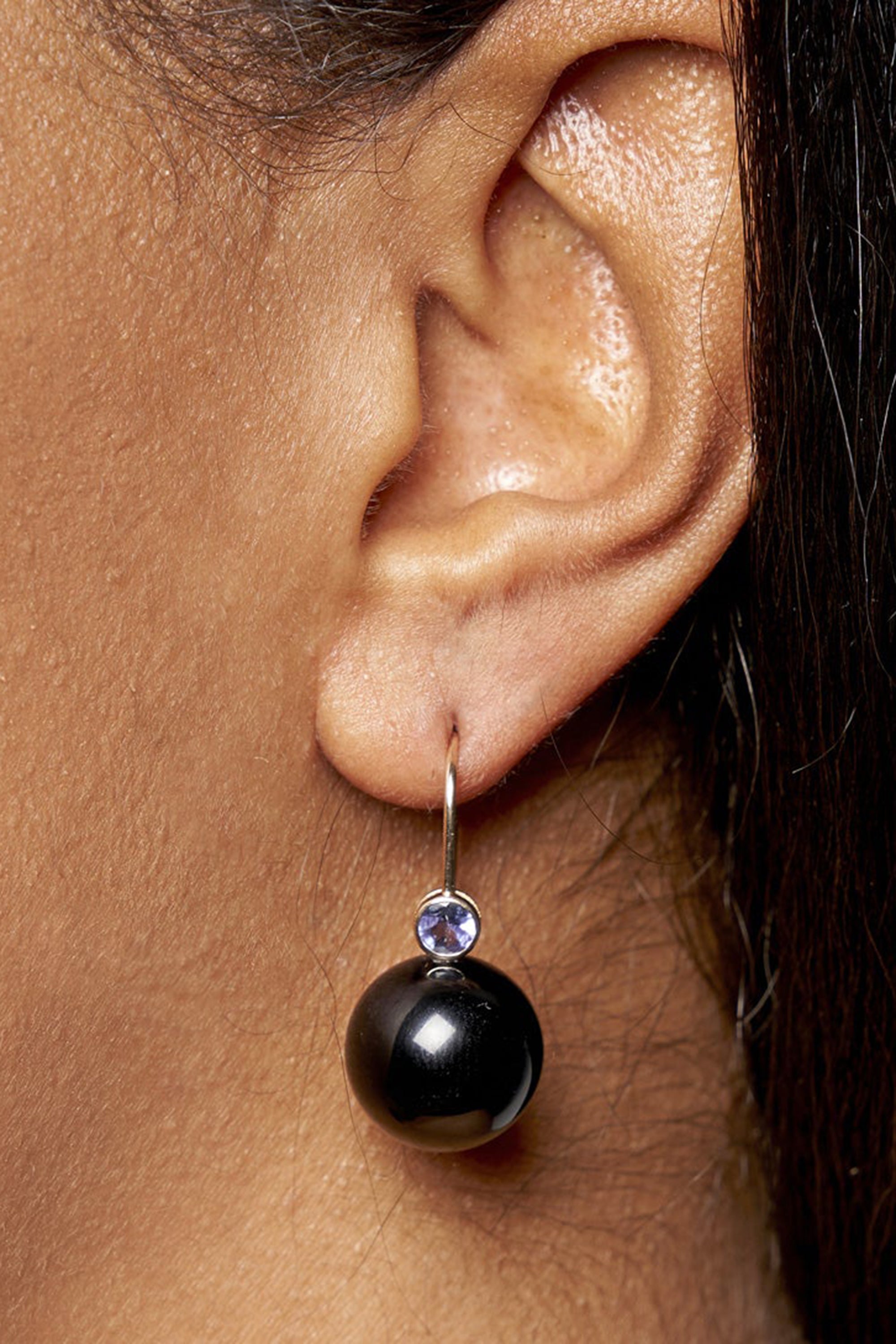 Lizzie Fortunato Fine - Comet Earrings in Tanzanite &amp; Black Agate, black