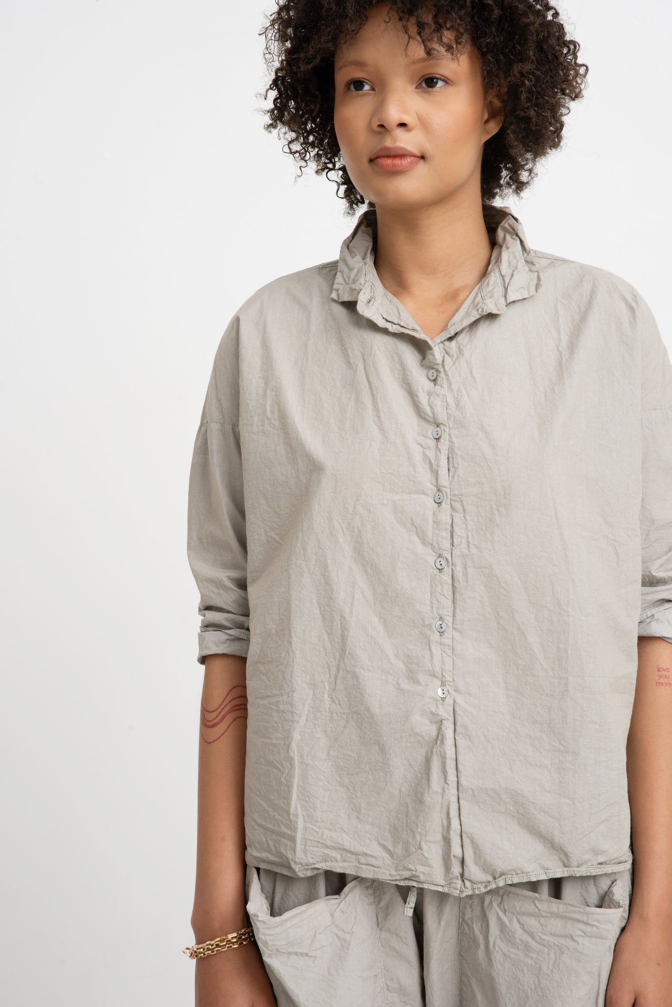 Album di Famiglia - Short Collar Shirt, Stone Grey