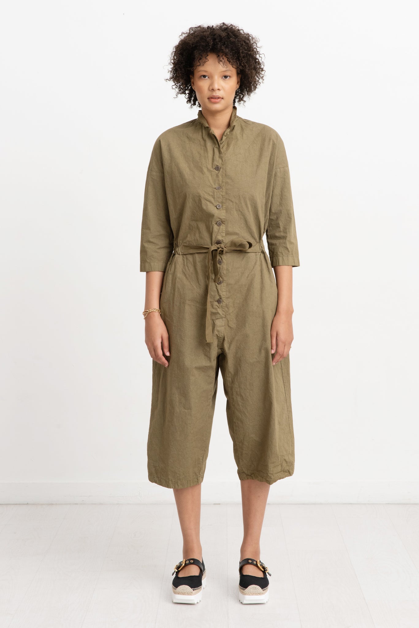 Album di Famiglia - Tailored Collar Jumpsuit, Khaki