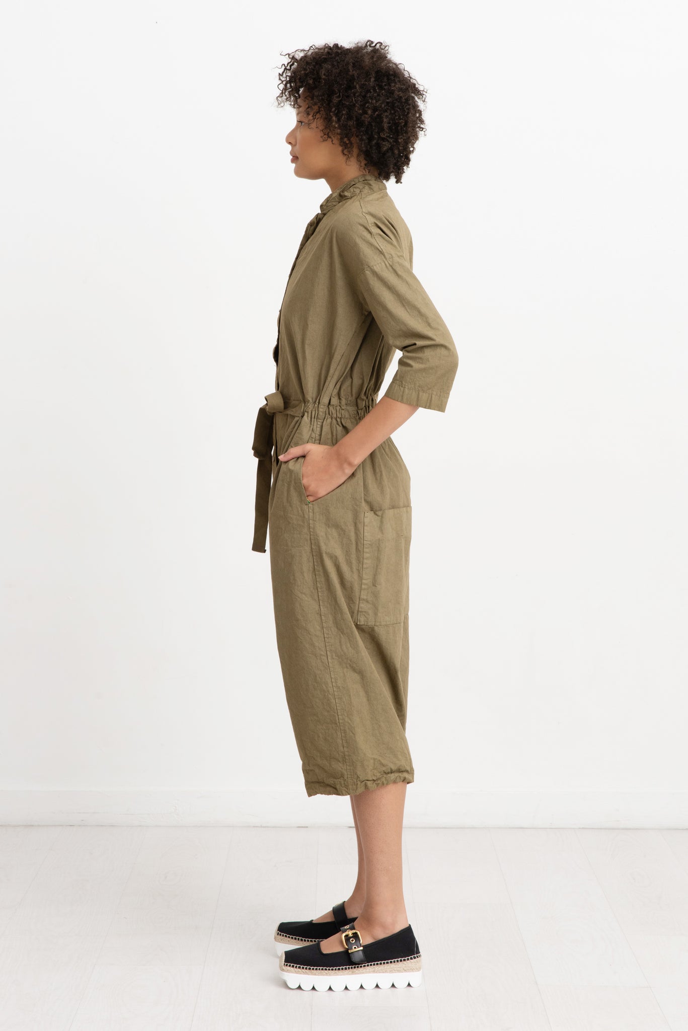Album di Famiglia - Tailored Collar Jumpsuit, Khaki
