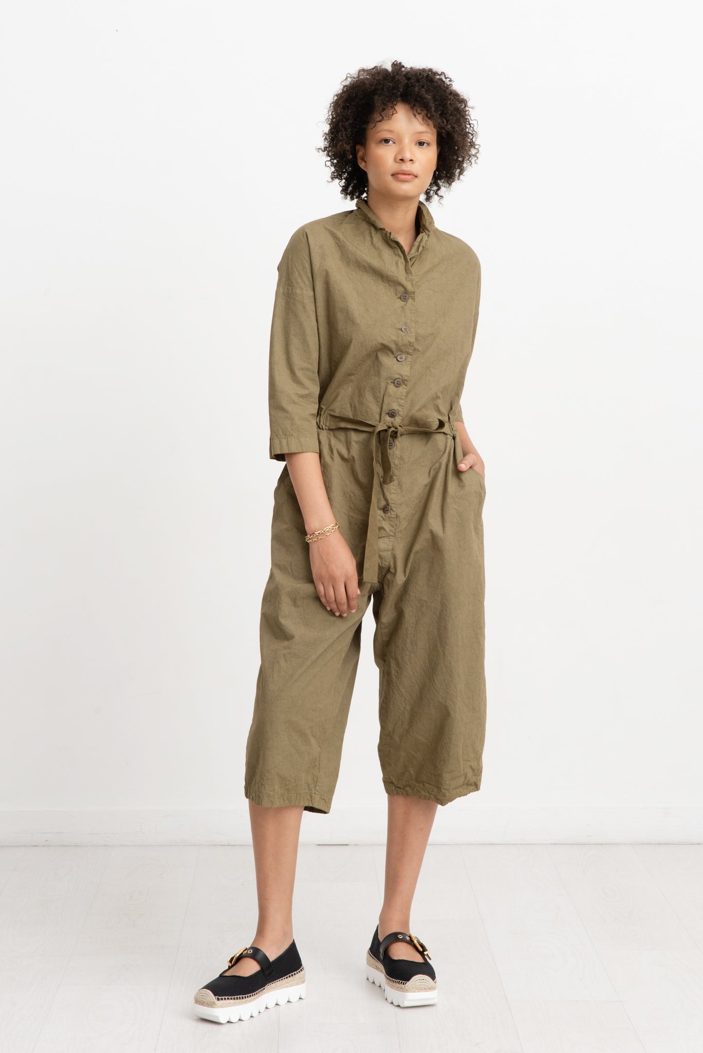 Album di Famiglia - Tailored Collar Jumpsuit, Khaki