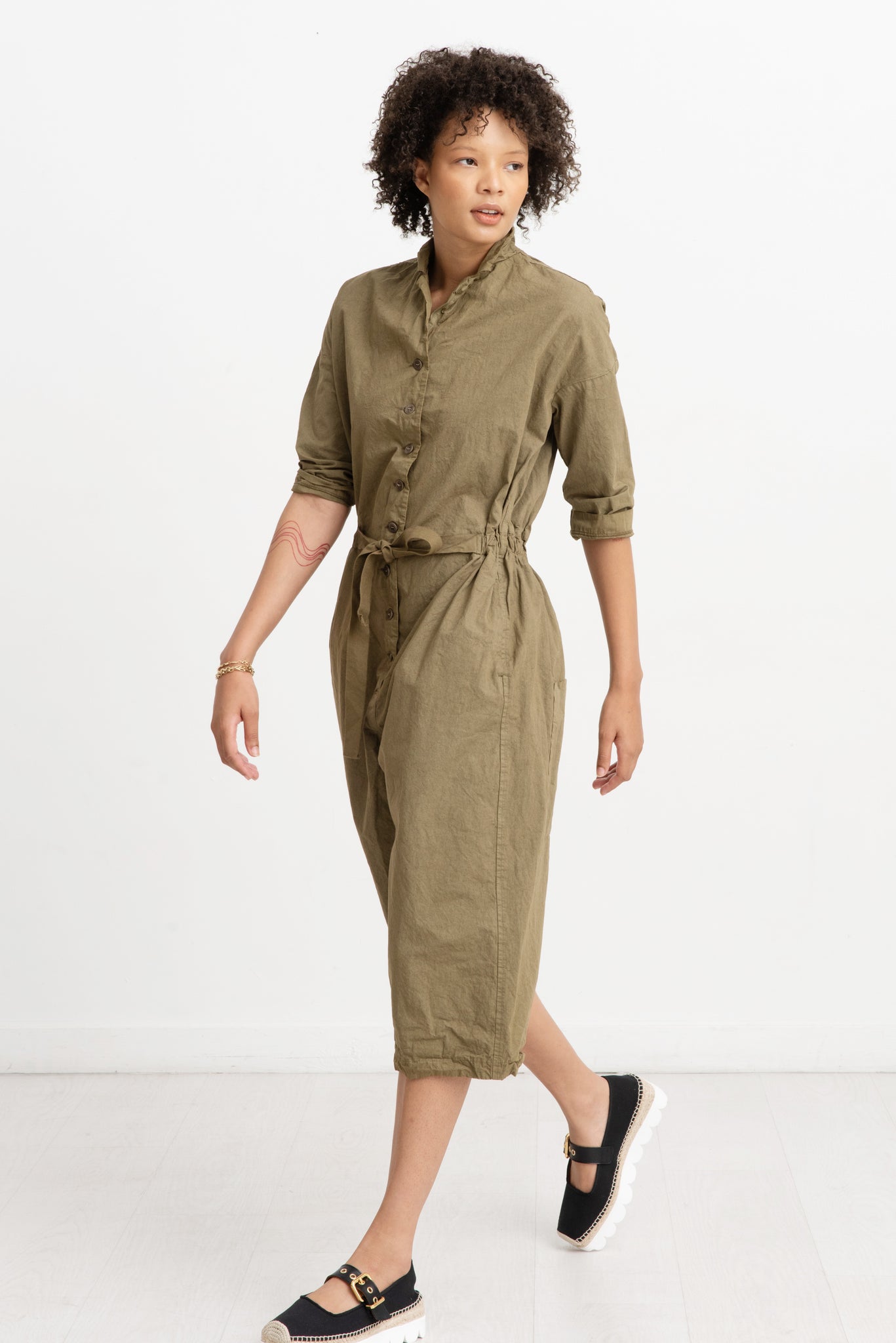 Album di Famiglia - Tailored Collar Jumpsuit, Khaki