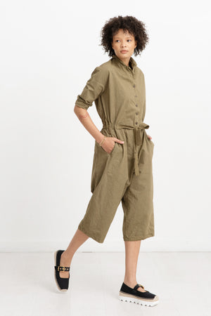 Album di Famiglia - Tailored Collar Jumpsuit, Khaki