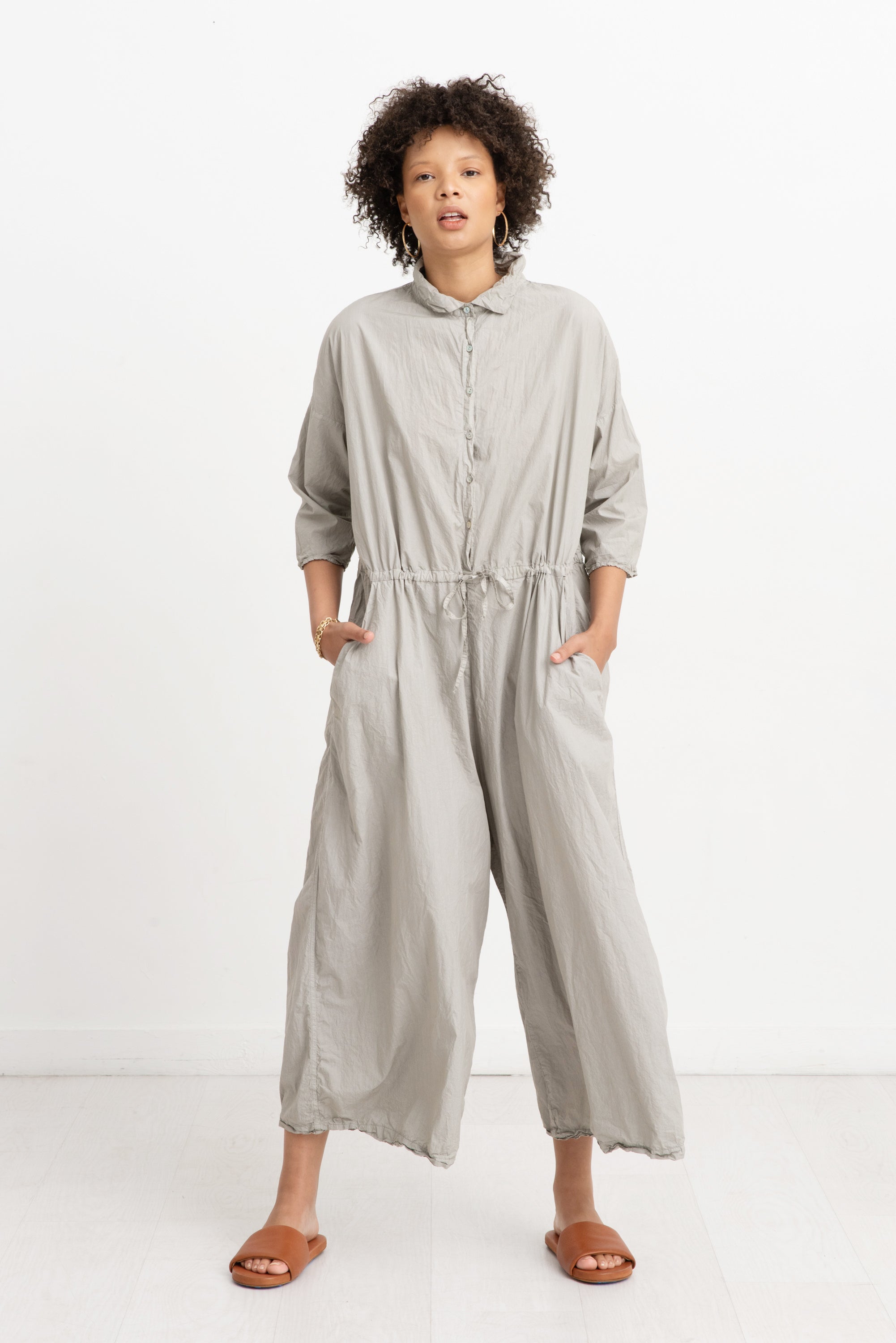 Album Di Famiglia Collar Jumpsuit, Stone Grey – Kick Pleat