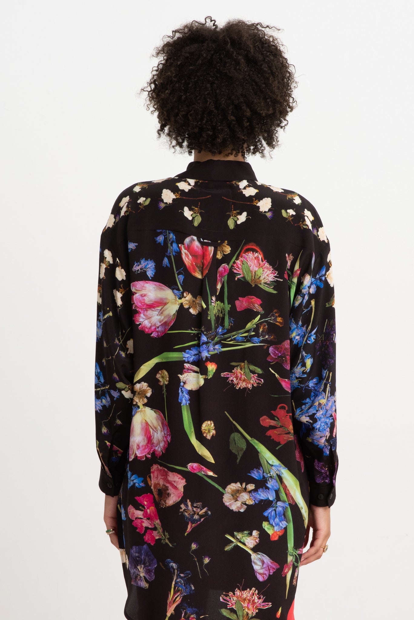 ANNTIAN - Big Silk Shirt, Print I - Pressed Flowers