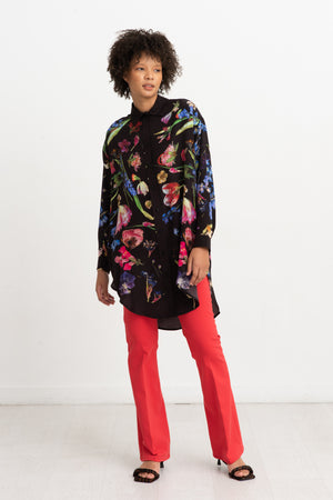 ANNTIAN - Big Silk Shirt, Print I - Pressed Flowers