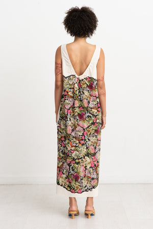 ANNTIAN - Deep Back Dress, Panel Print K - Pressed Flowers