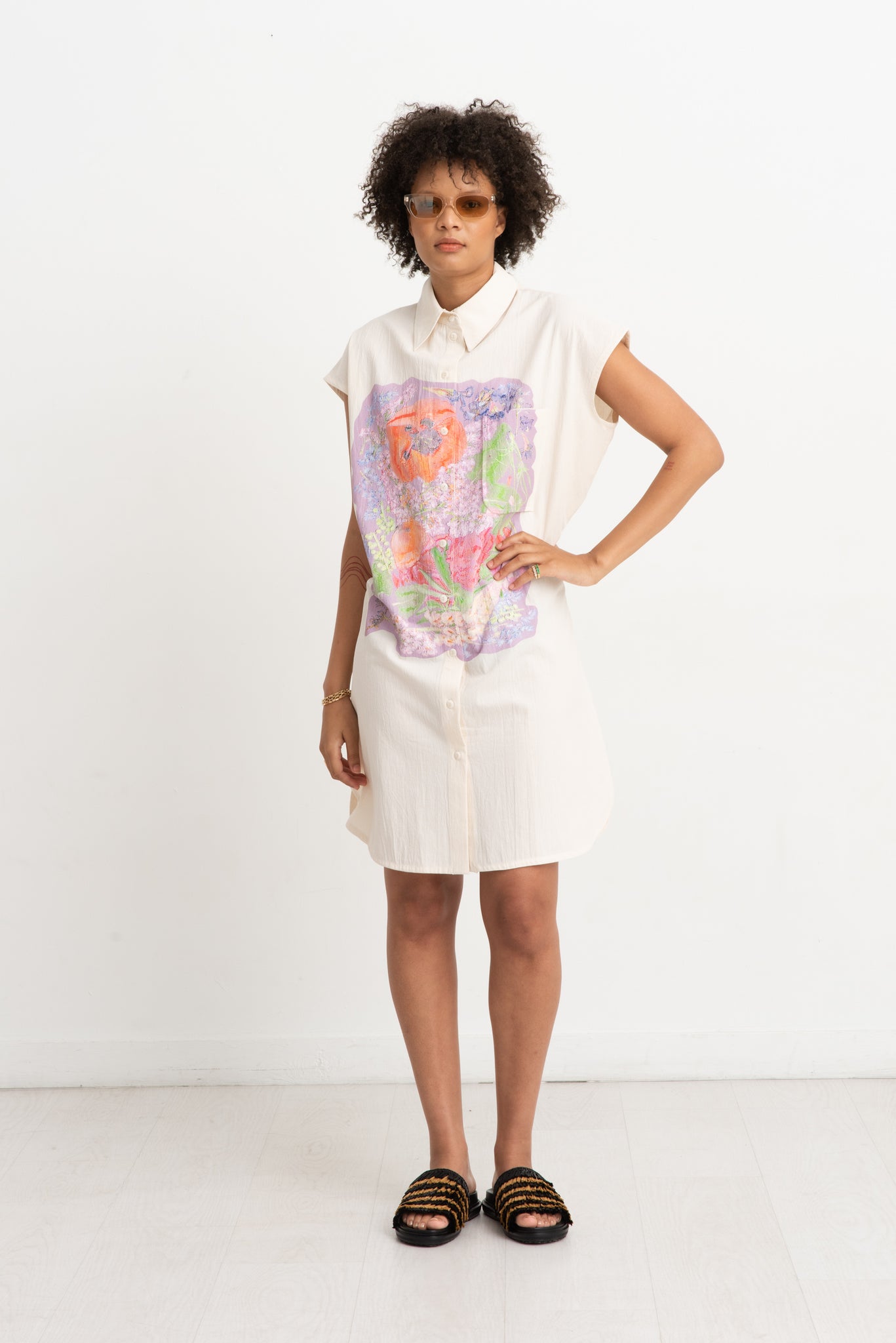 ANNTIAN - Shirt, White - 3D Print Flowers