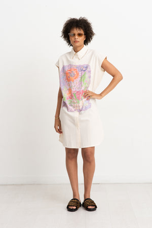 ANNTIAN - Shirt, White - 3D Print Flowers