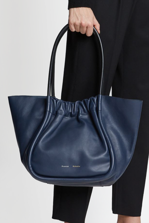 Large Ruched Tote, Navy