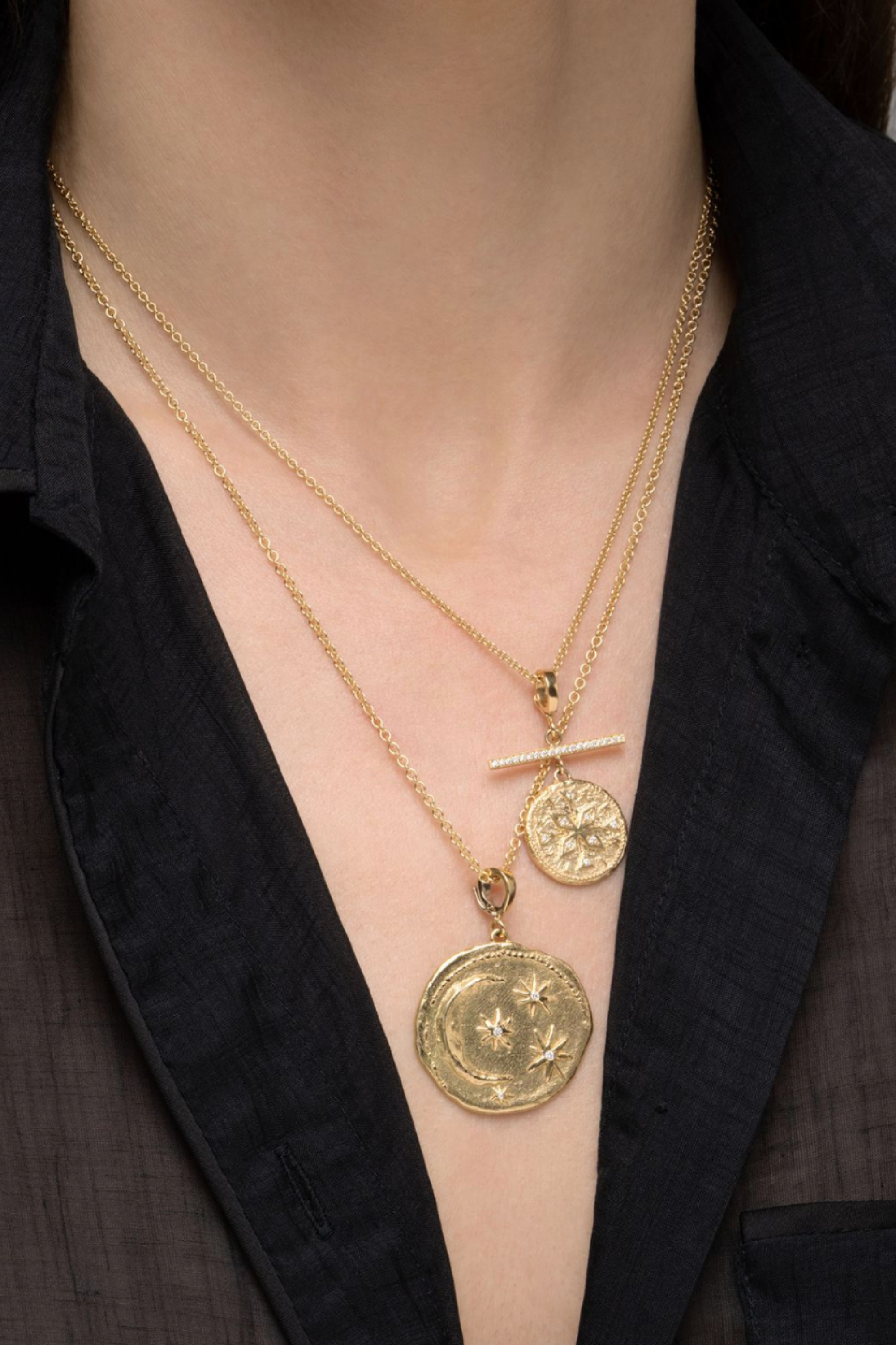 AZLEE - Large Cosmic Coin, Yellow Gold