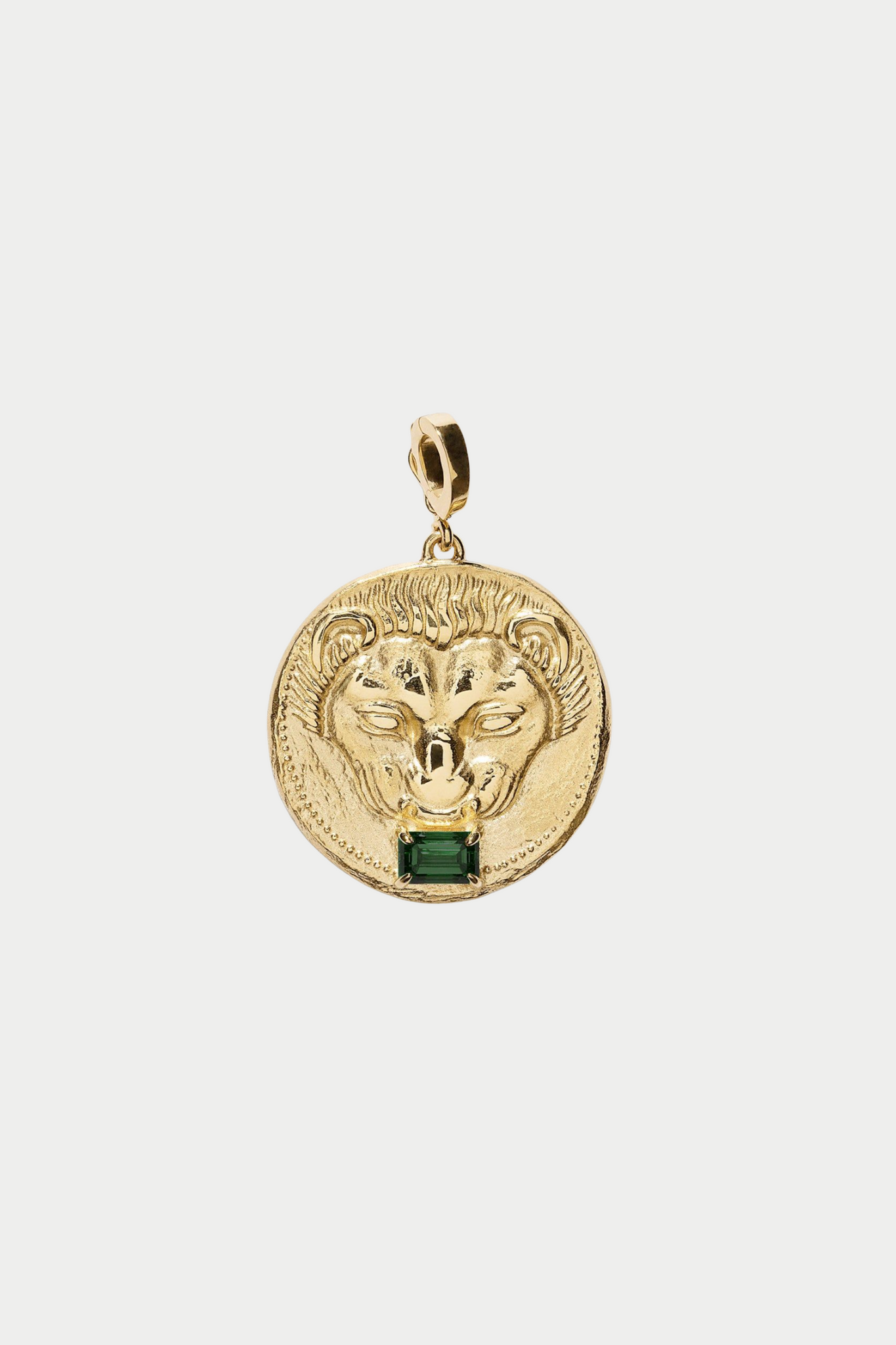 AZLEE - Lion Large Coin Charm, Emerald