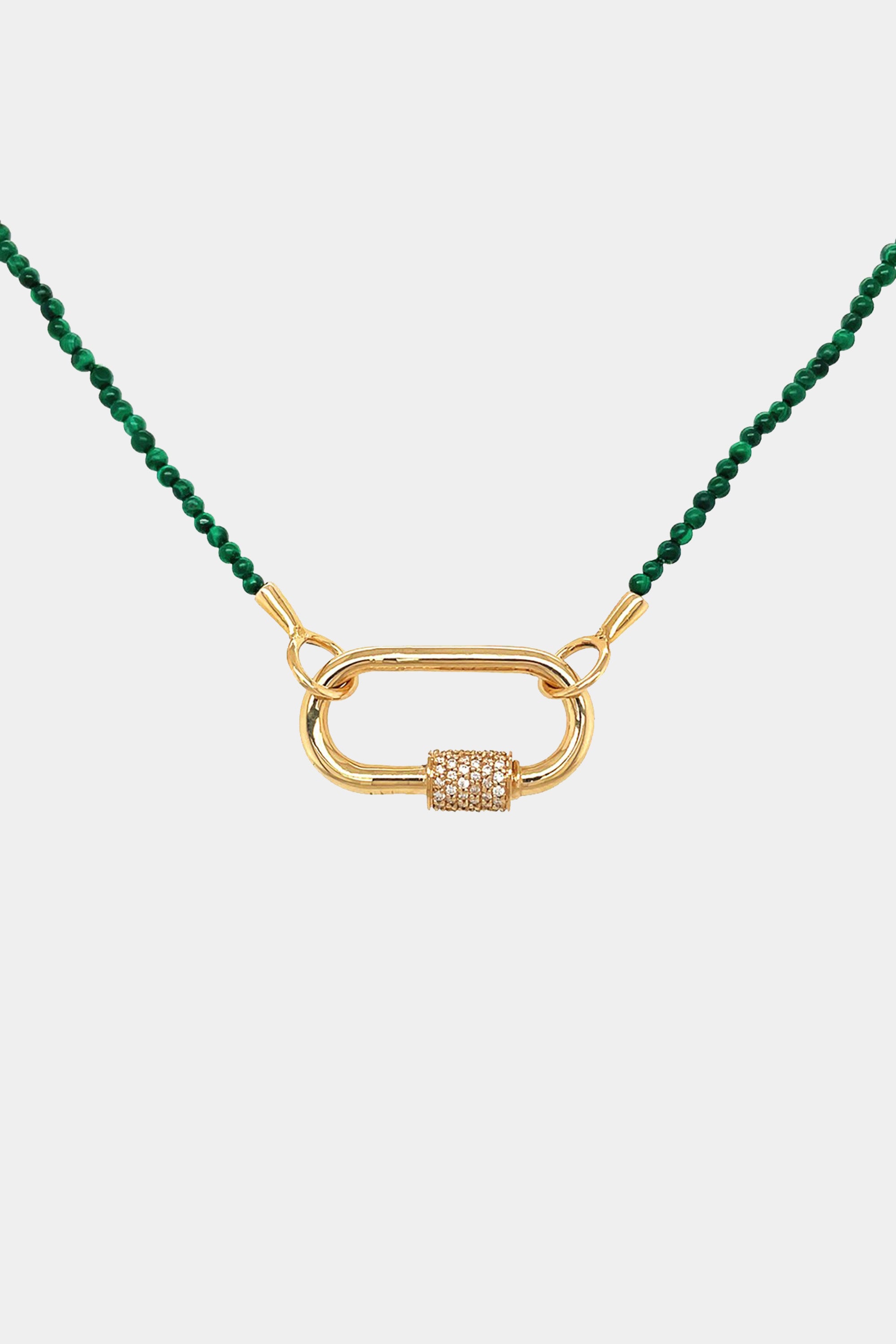 MARLA AARON - MALACHITE ITTY BITTY BEADED STRAND WITH YELLOW GOLD LOOPS