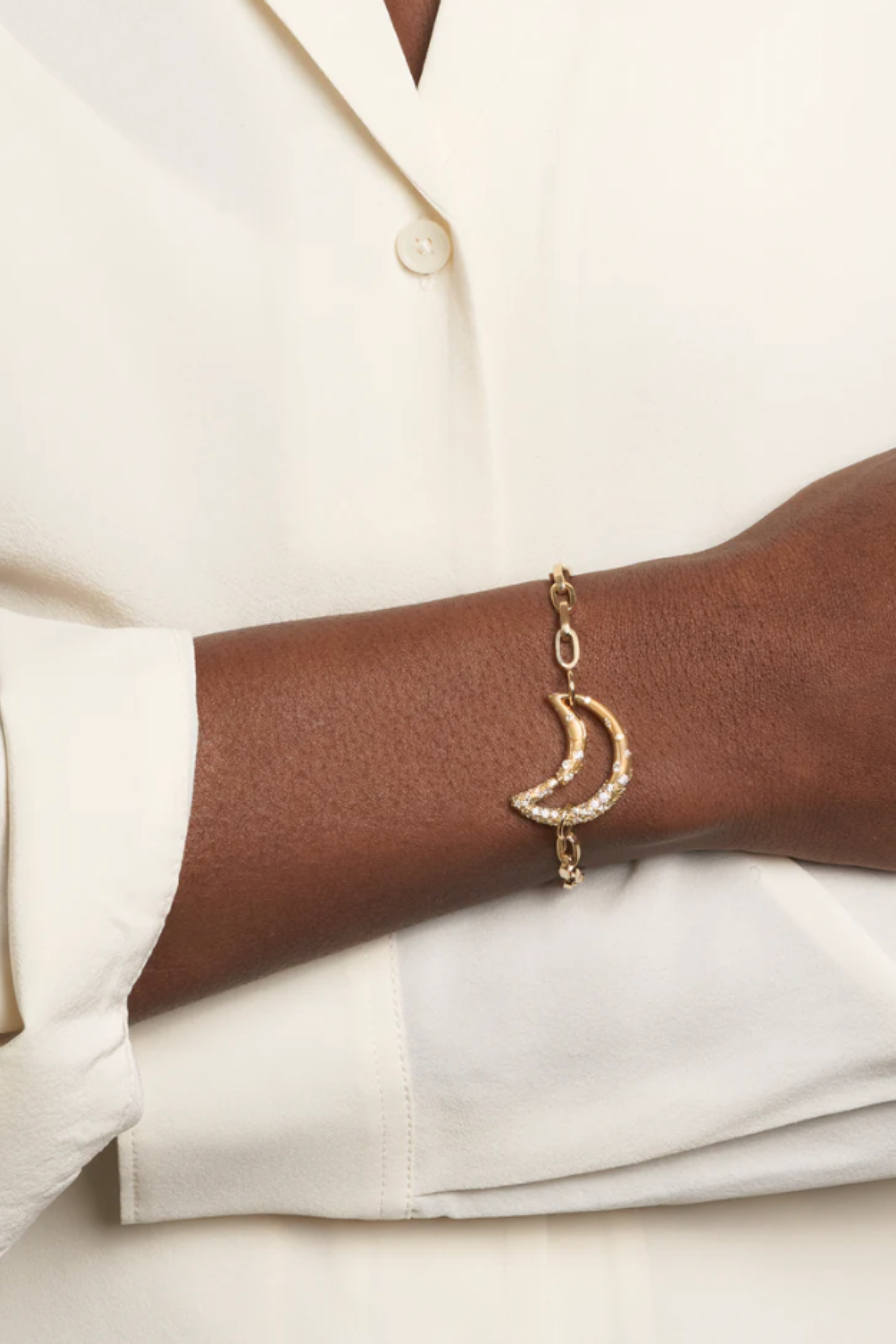 MARLA AARON - Diamond Dipped Moonlock, Yellow Gold