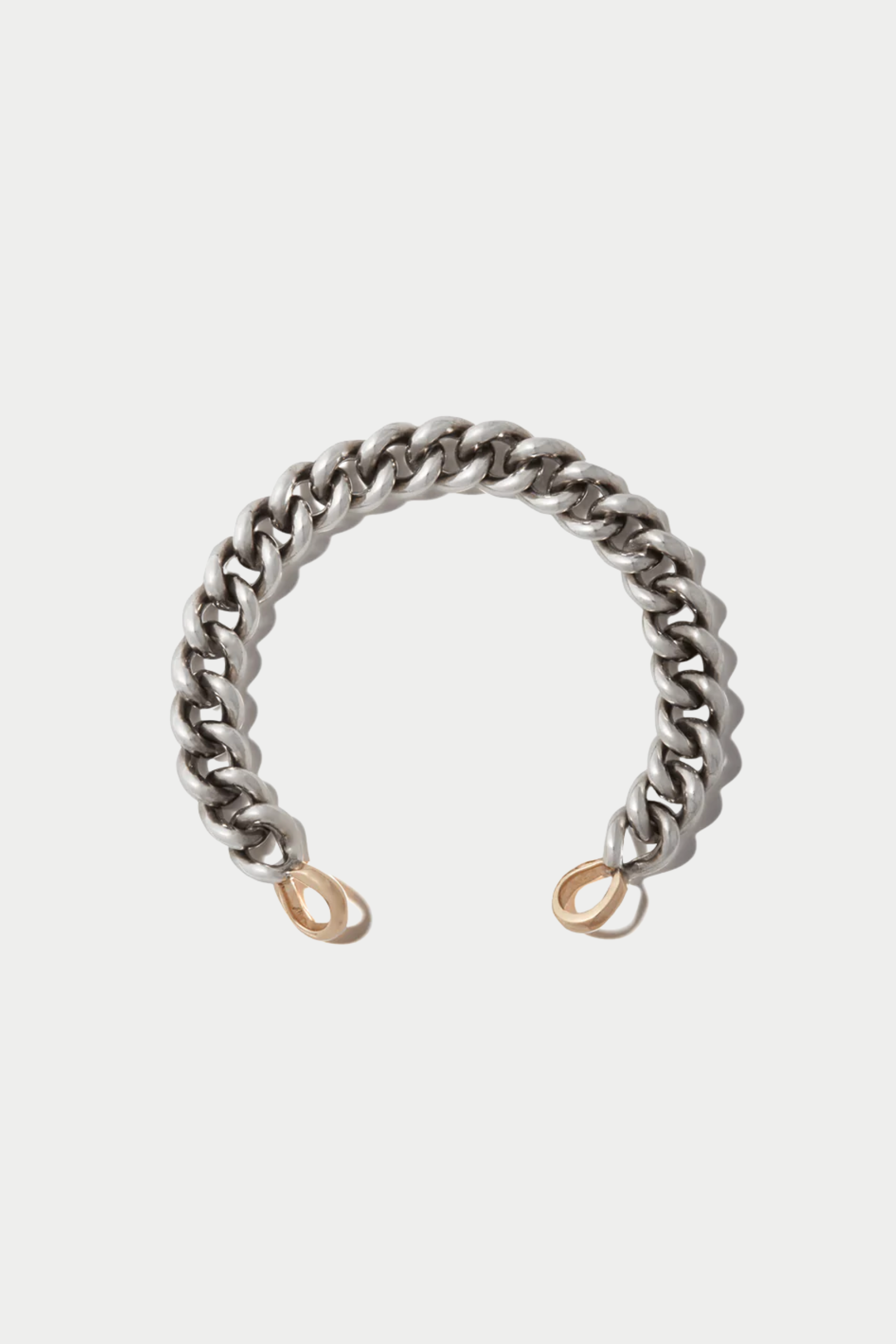 MiniMega Curb Chain Bracelet, Silver & Yellow Gold Loops – Kick Pleat