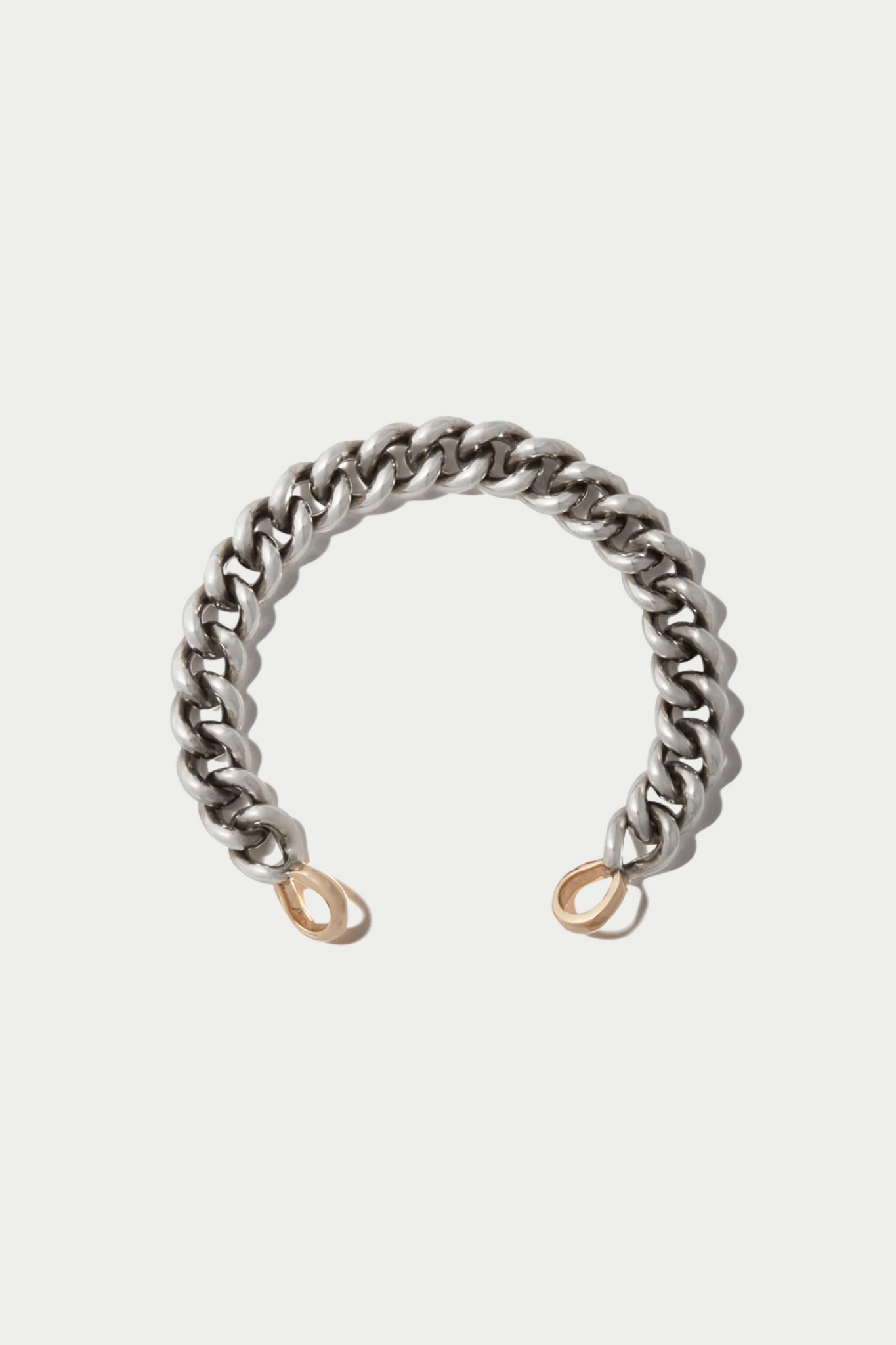 MiniMega Curb Chain Bracelet, Silver & Yellow Gold Loops