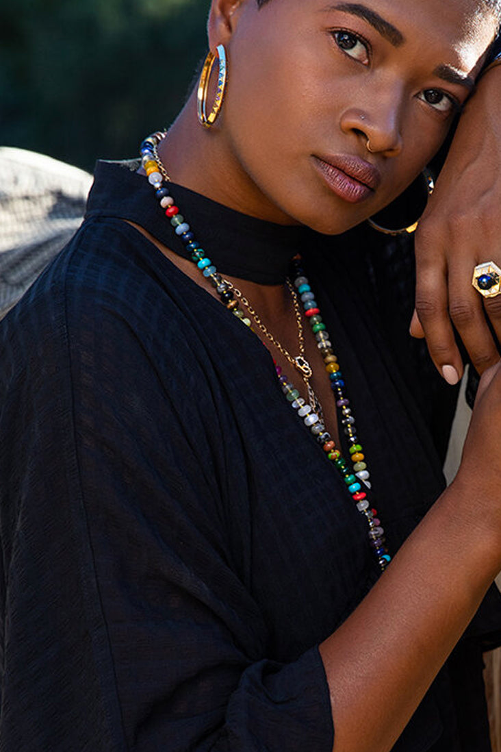 Foundation Bead Necklace, Rainbow